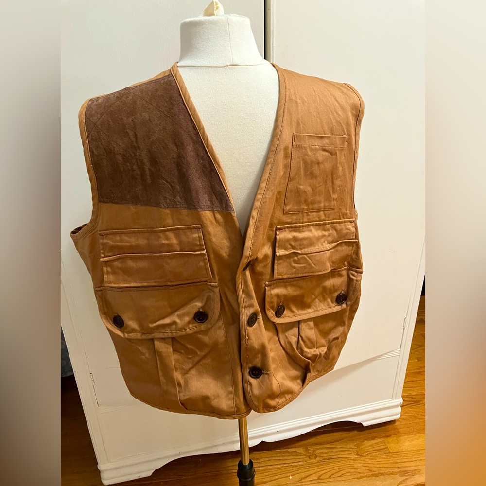 Weather-Rite Utility Field Vest Men’s Medium Cotton Canvas Tan Outdoor Workwear